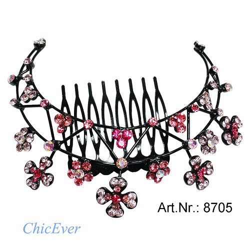 Haarkamm Krone rosa/pink 8705 - zum Schließen ins Bild klicken